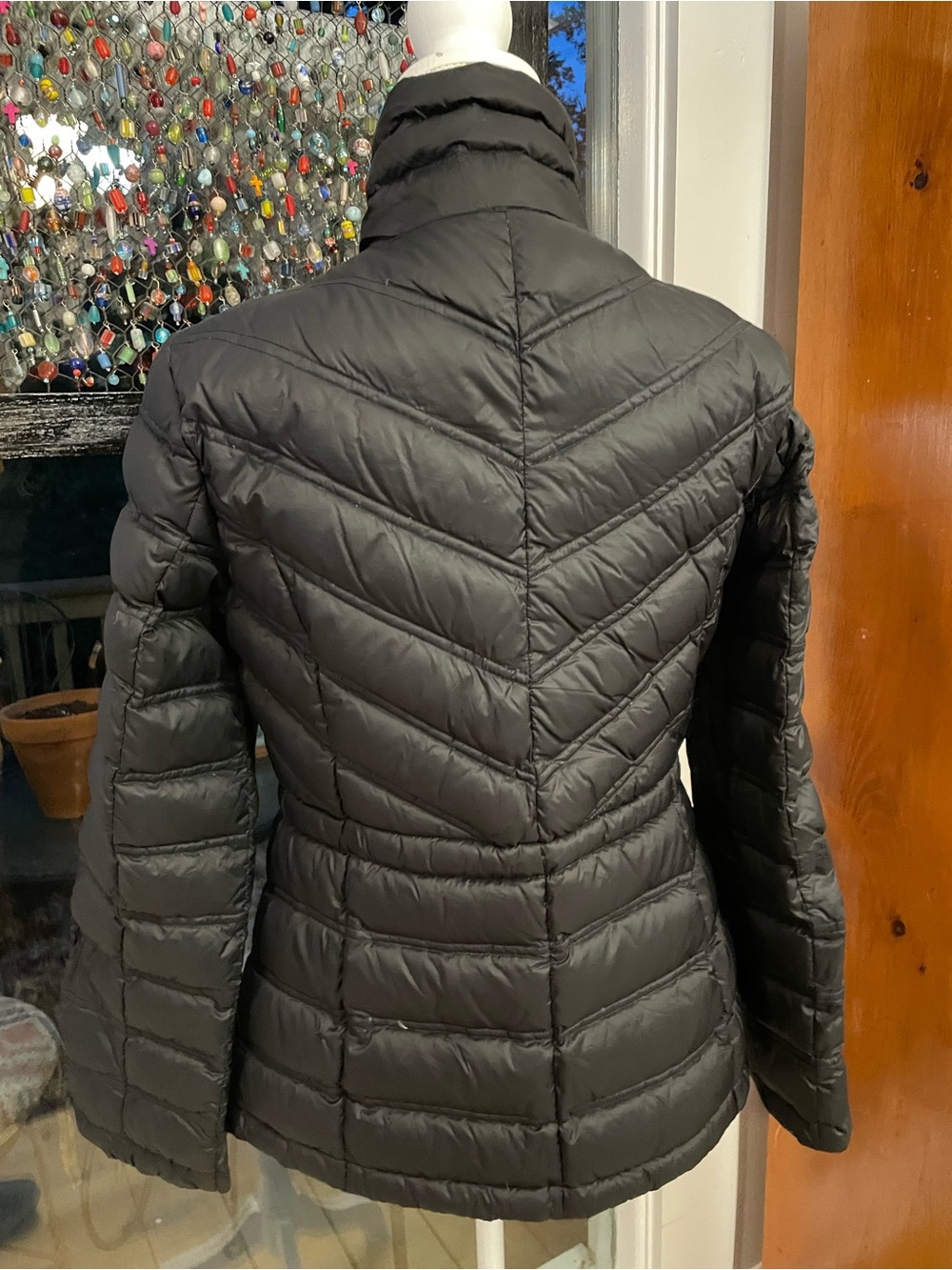 Women's Michael Korrs Black Quilted Puffer Jacket with High Collar. Down S - Picture 5 of 10